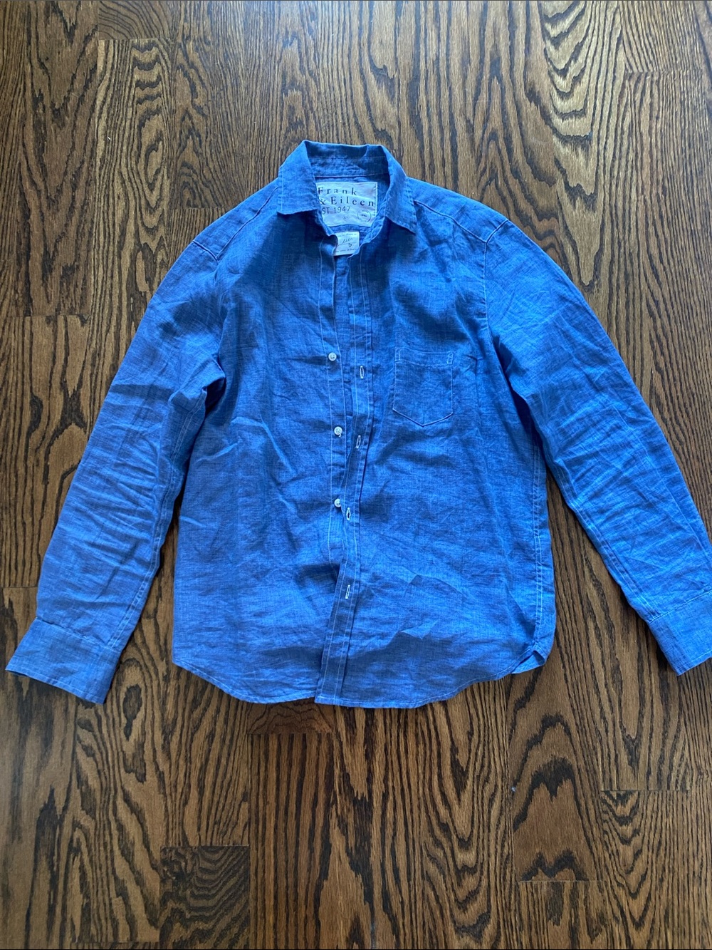 Frank & Eileen Royal Blue Linen Casual Button-Down Shirt